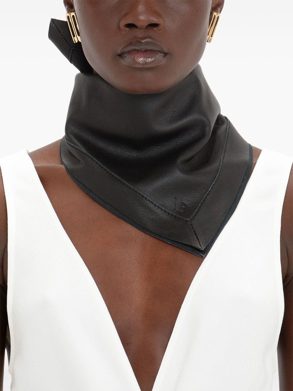 logo-debossed leather scarf - 4
