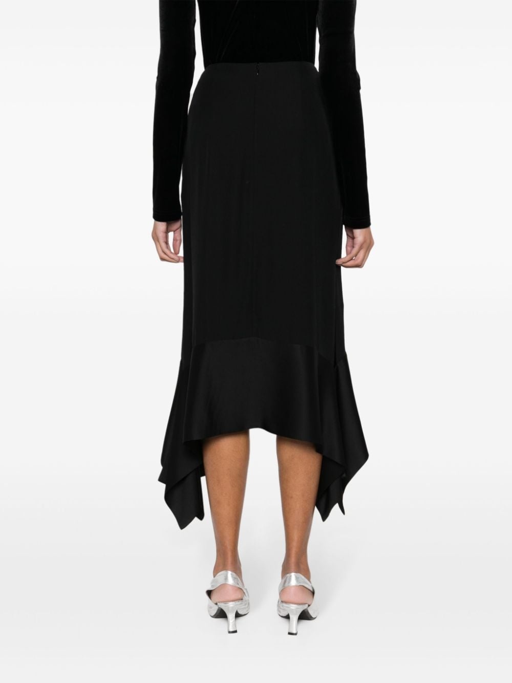 asymmetric crepe-texture midi skirt - 4