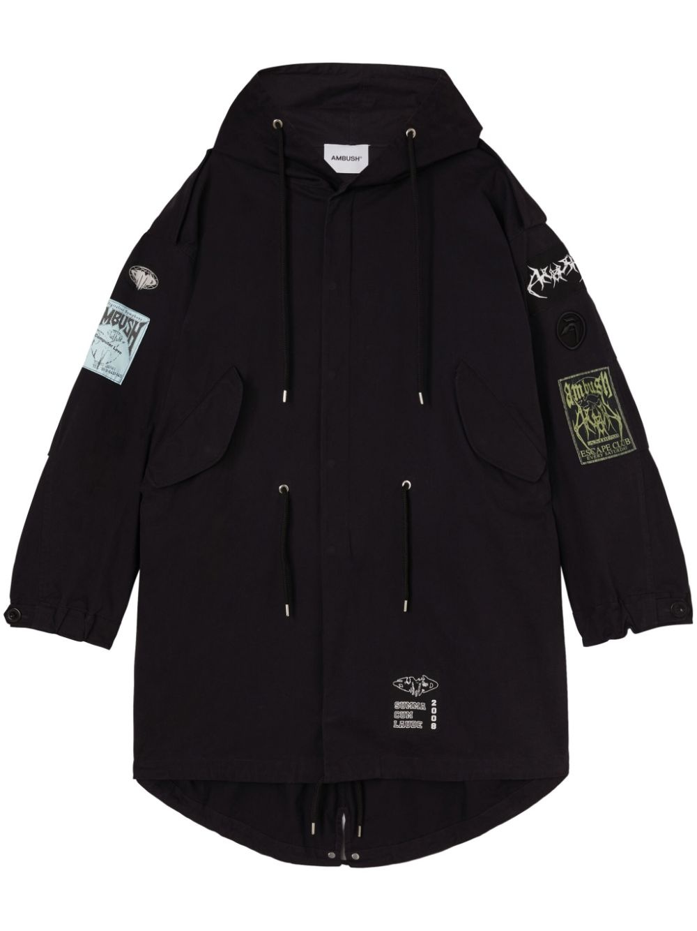 logo-patchwork cotton parka - 1