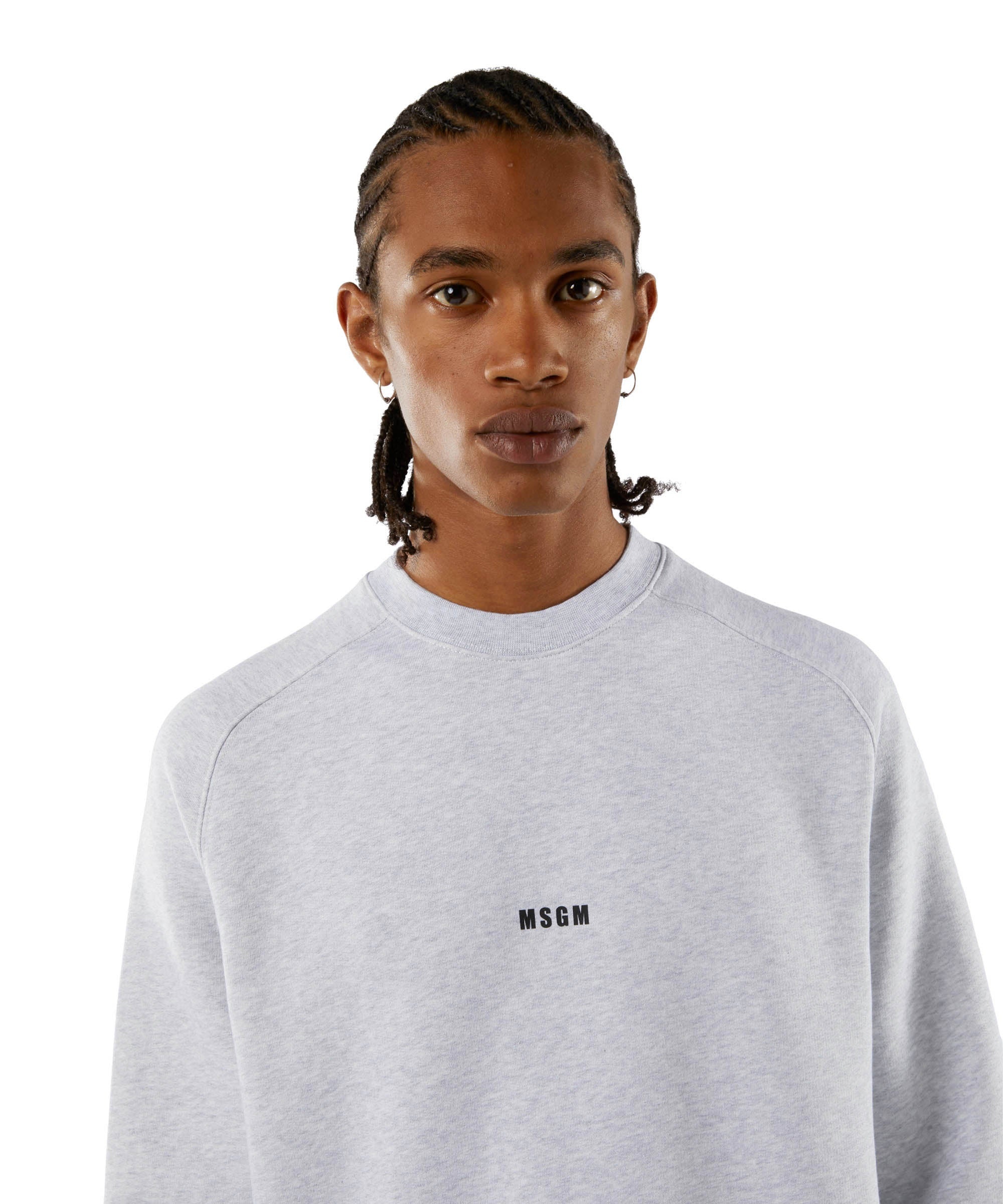 Crew neck cotton sweatshirt with a micro logo - 5