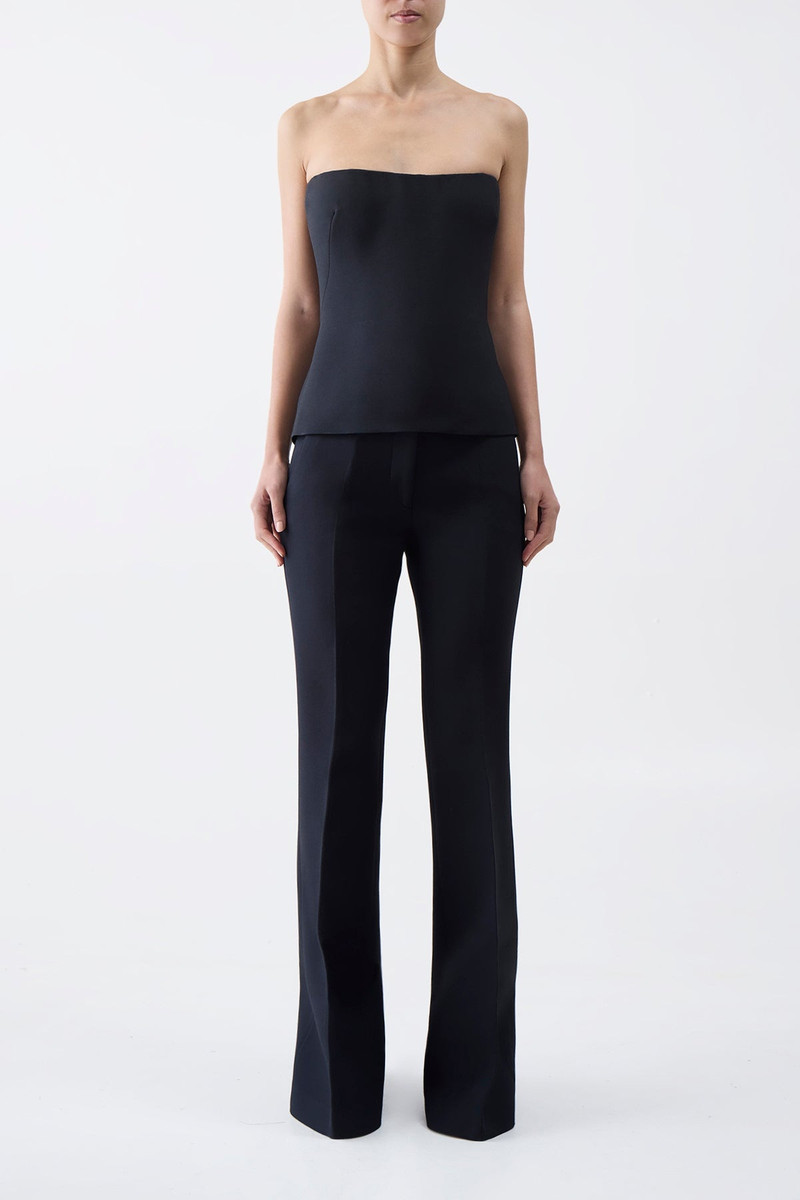 GABRIELA HEARST Una Top in Black Wool Silk Cady outlook