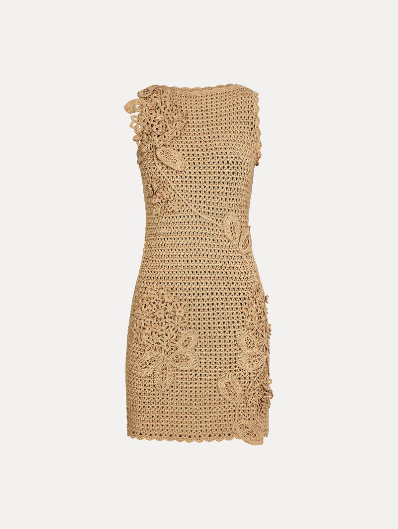 PORCELAIN FLOWER CROCHET LATTICE DRESS 1