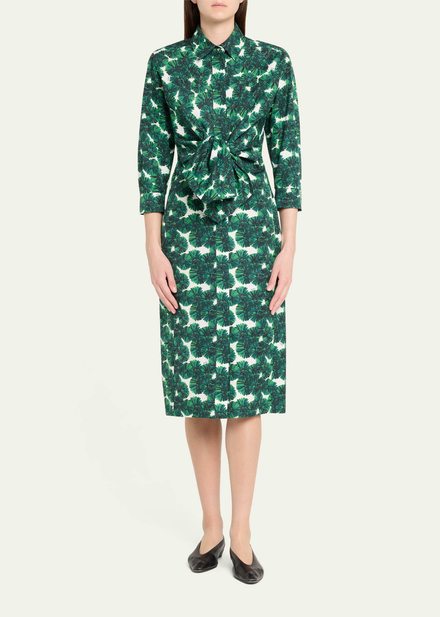 Maremma Floral Waist-Tie Midi Shirtdress - 2