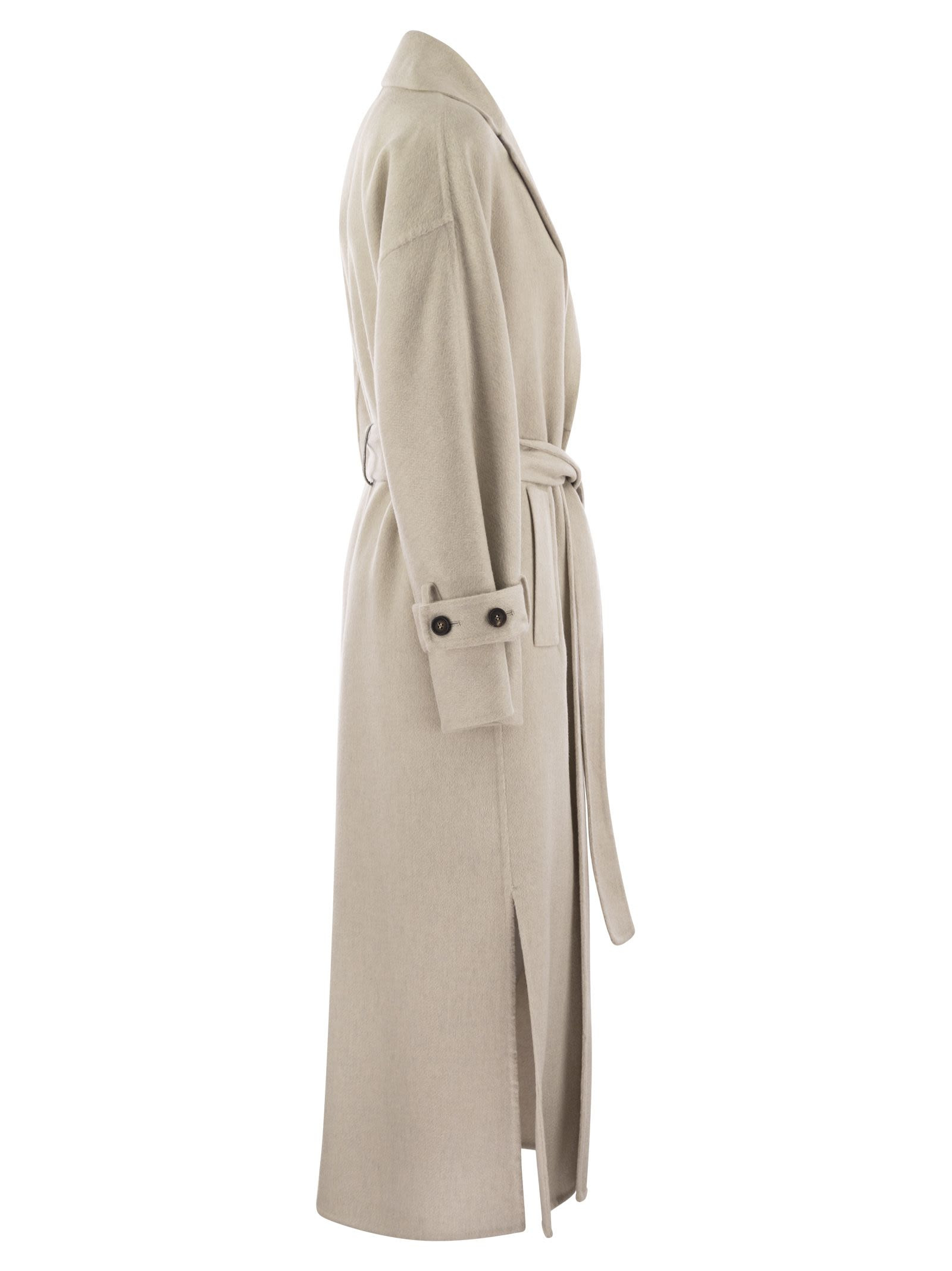 Brunello Cucinelli Women Cashmere Coat With Jewel Detail - 3