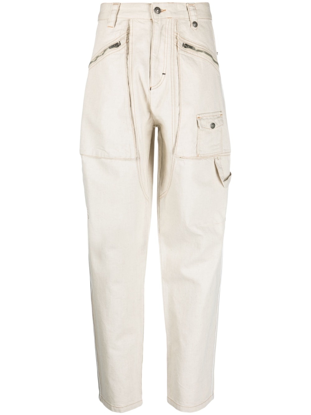 zip-pocket tapered trousers - 1