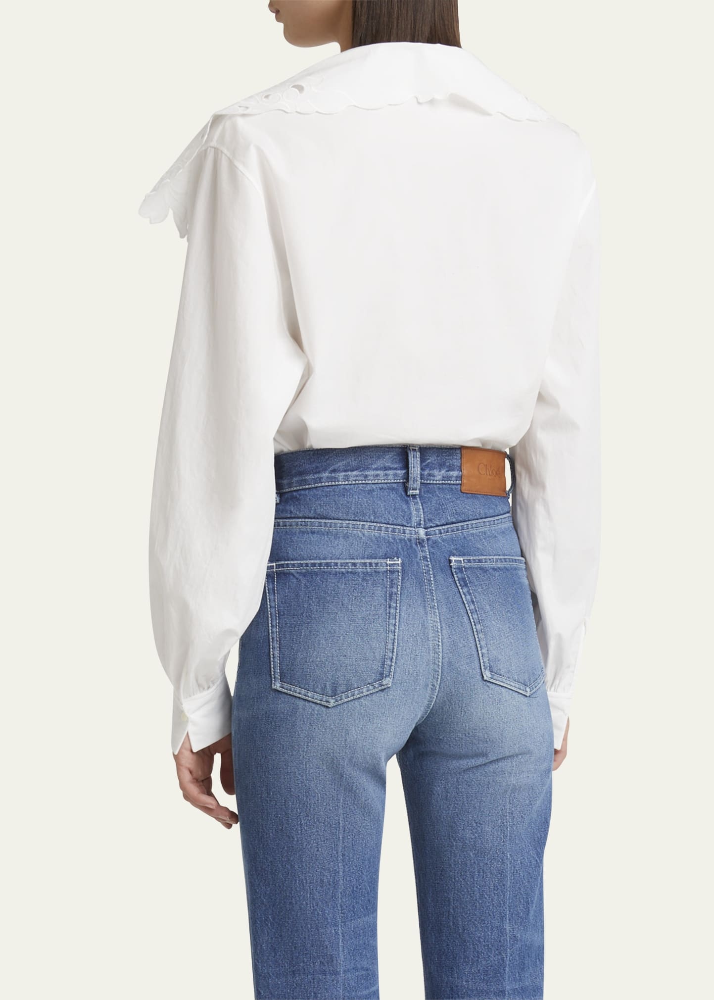 Embroidered Lavallière Cotton Shirt - 3