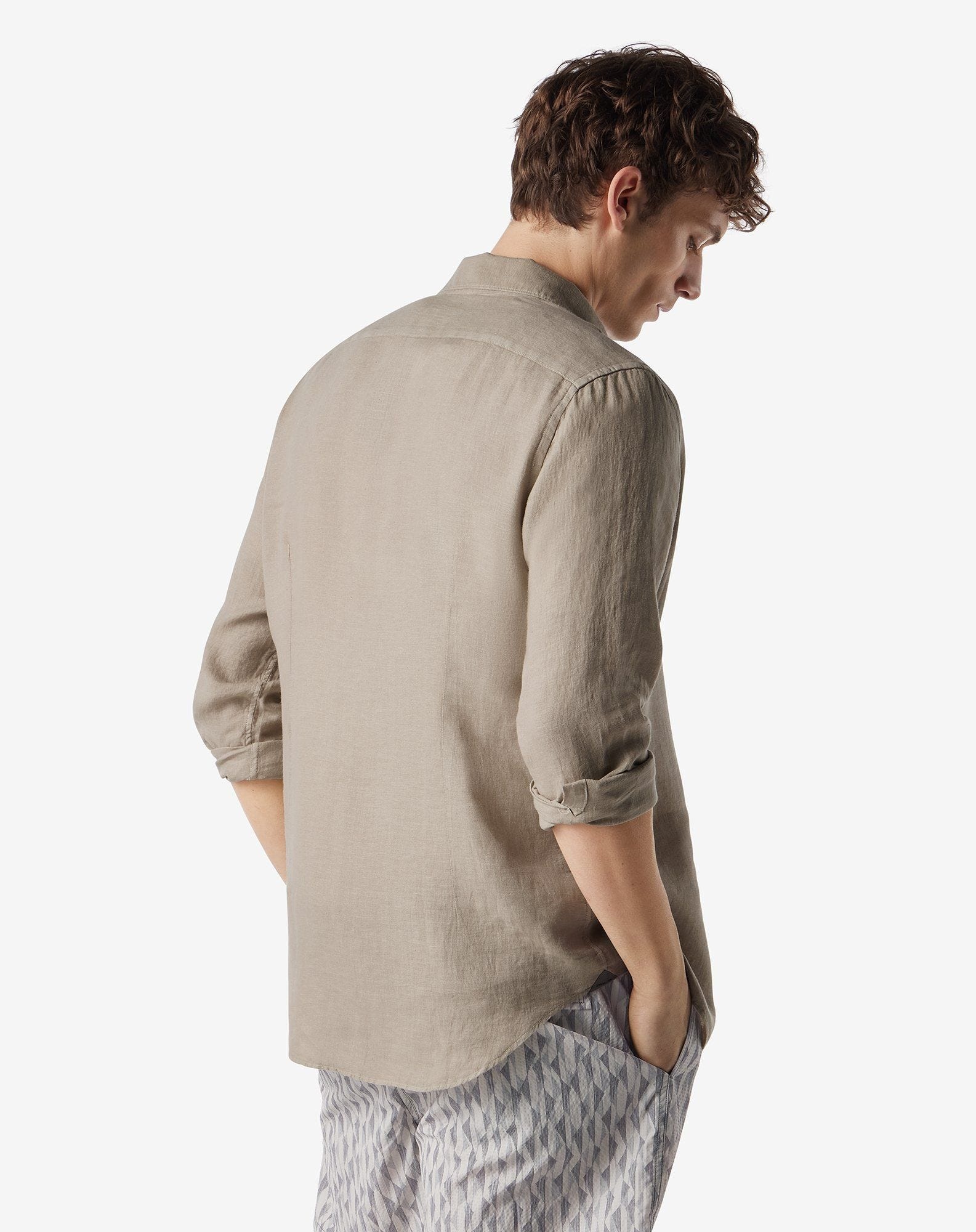 Beige pure linen shirt - 3