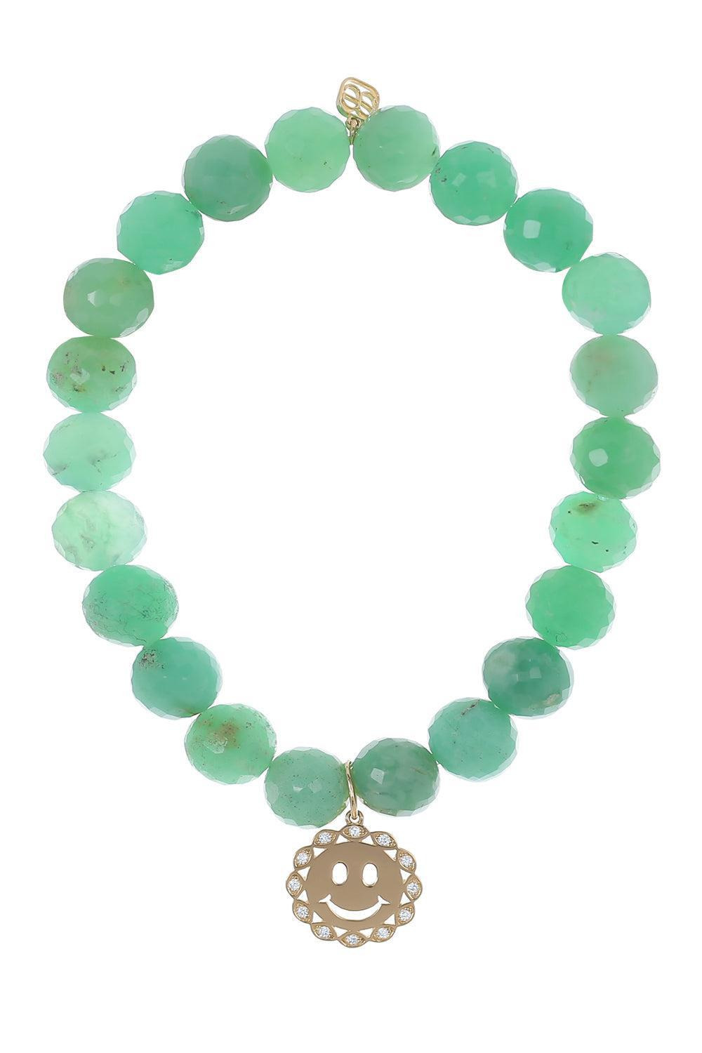 Happy Face Chrysoprase Charm Bracelet - 1