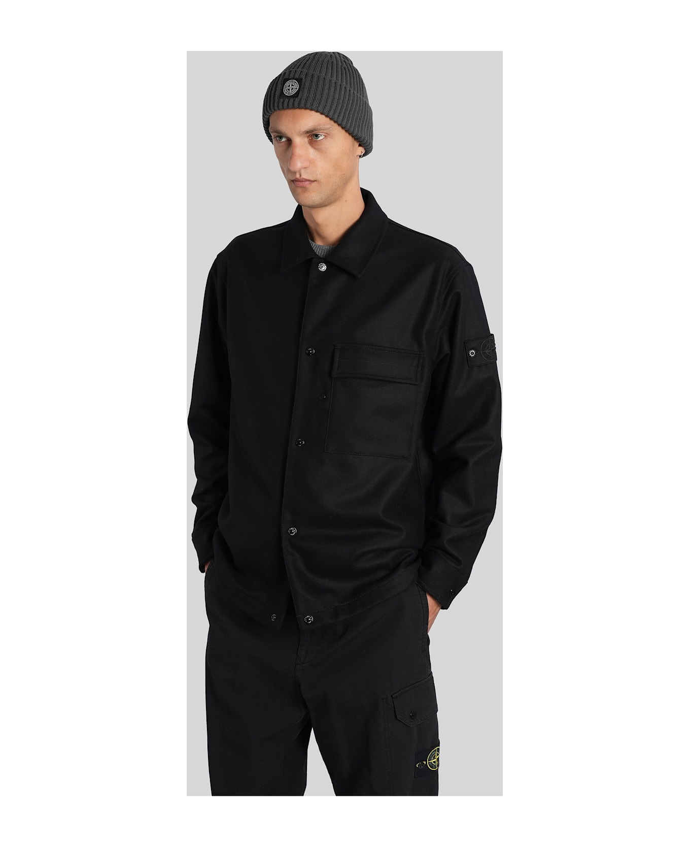 Casual Jacket In Black Wool - 4