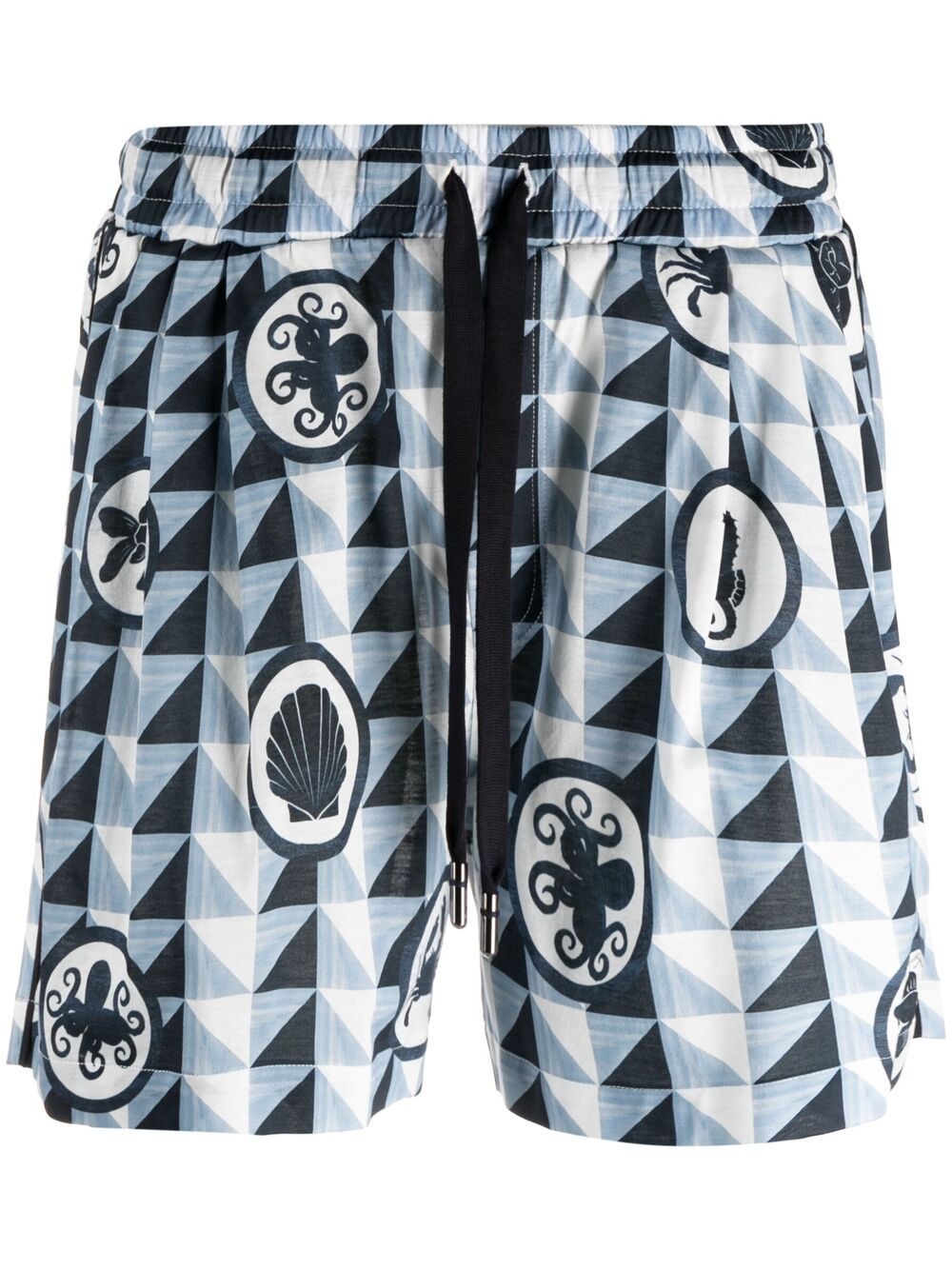 geometric-print track shorts - 1