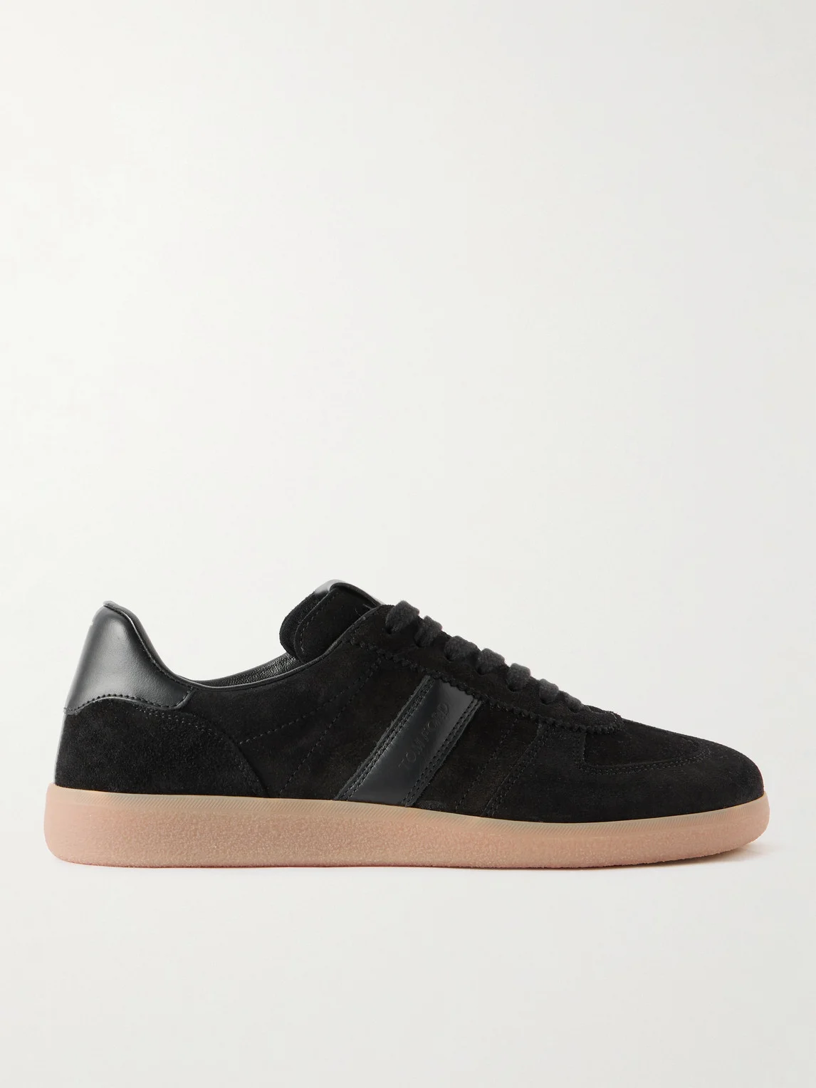 Leather-Trimmed Suede Sneakers - 1