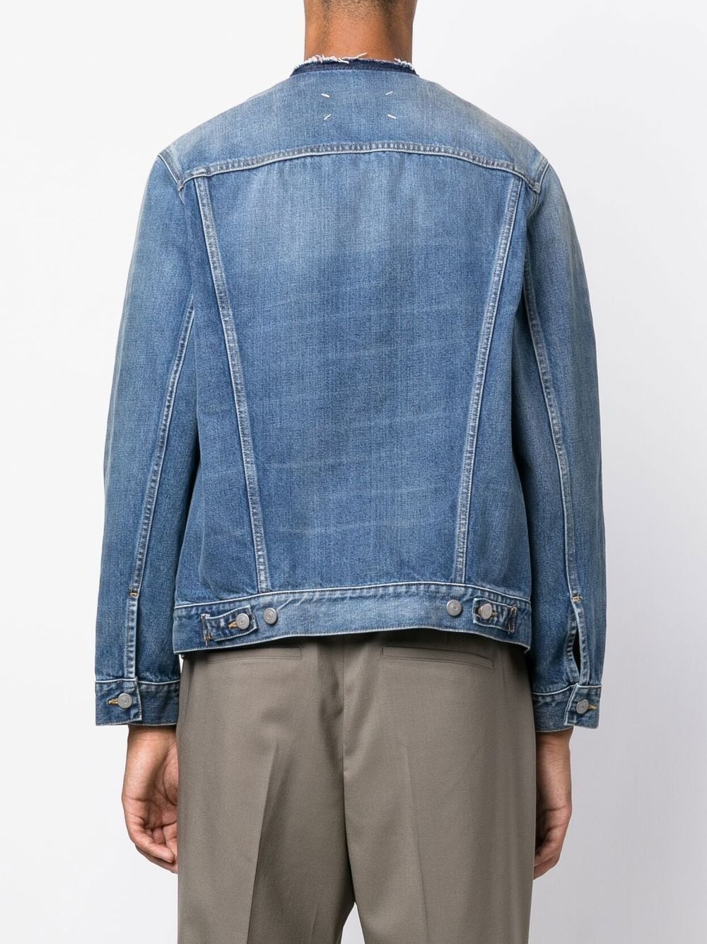 round-neck detail denim jacket - 5