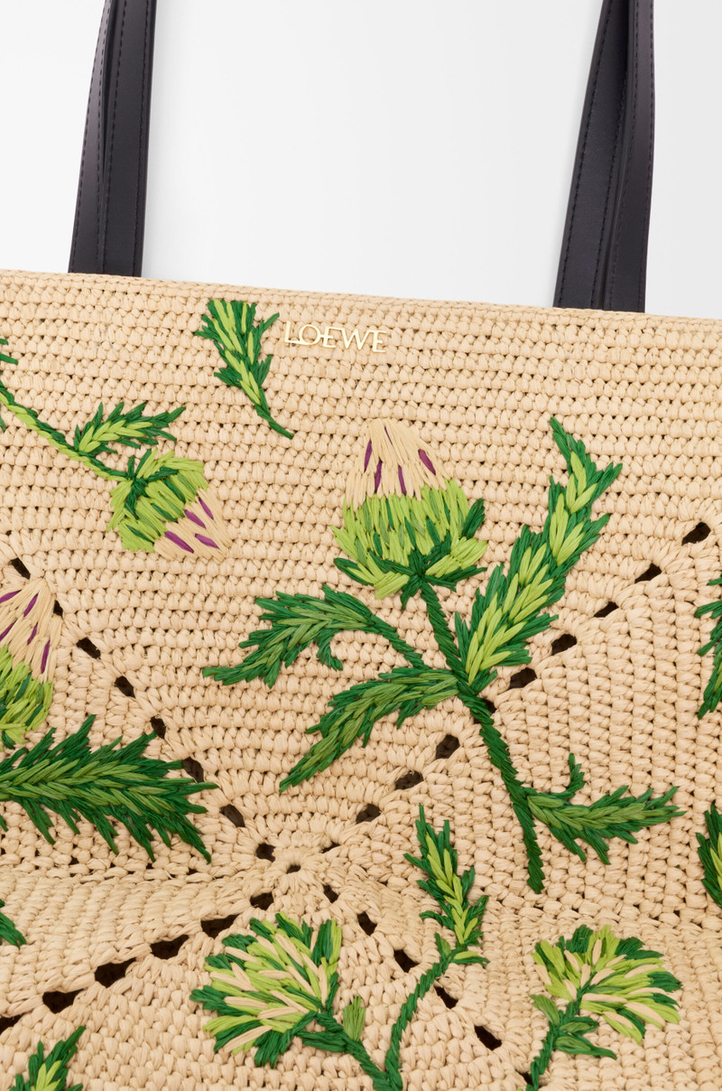 Medium Puzzle Fold tote in raffia and calfskin 10