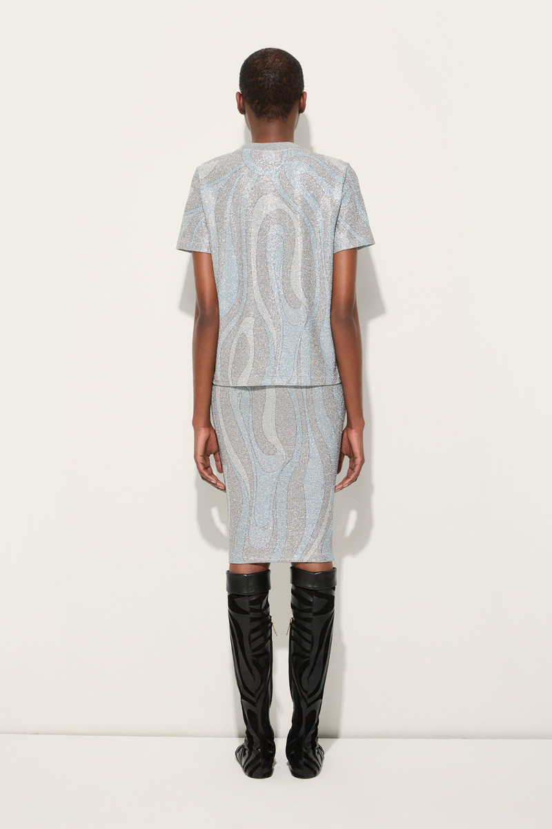 MARMO PRINT JERSEY LAMÉ T-SHIRT 4