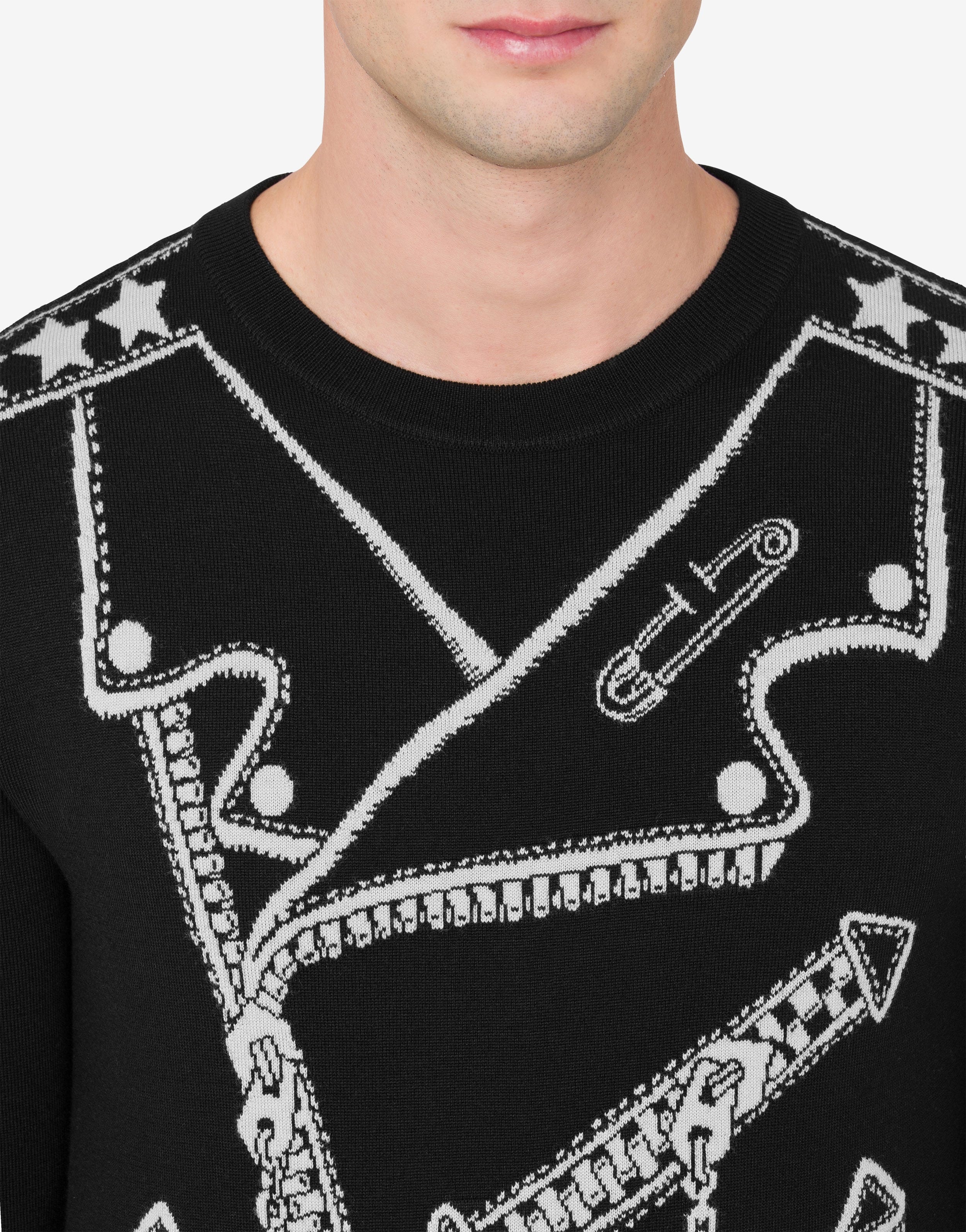 BIKER INLAY WOOL JUMPER - 4