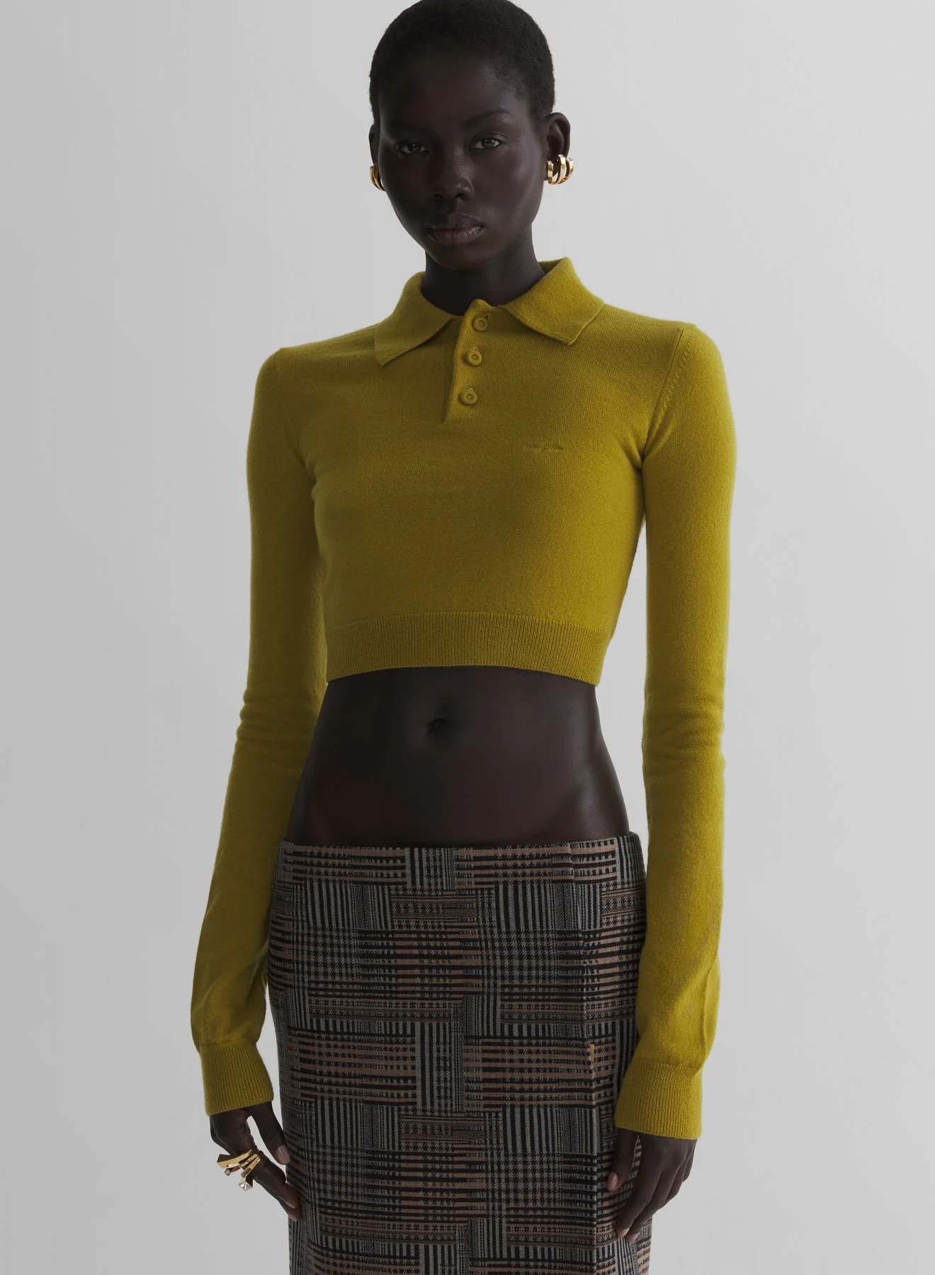 moss cashmere cropped polo - 1