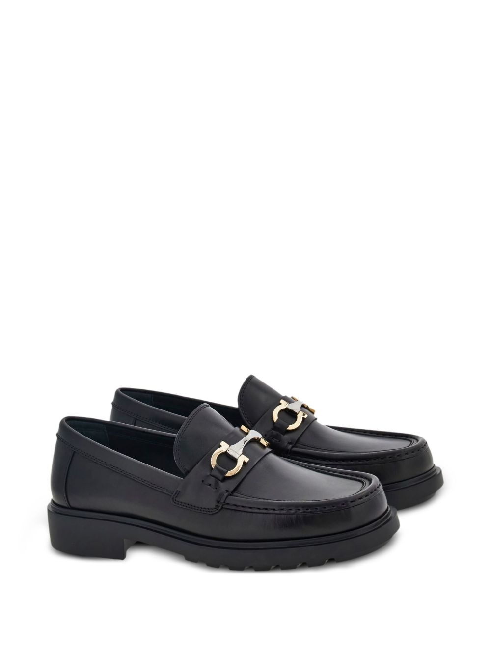 Gancini-buckle leather loafers - 2