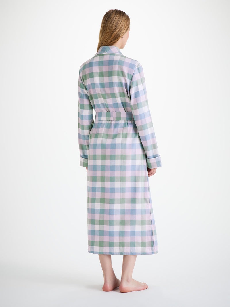 Women's Long Robe Kelburn 45 Brushed Cotton Green - 4