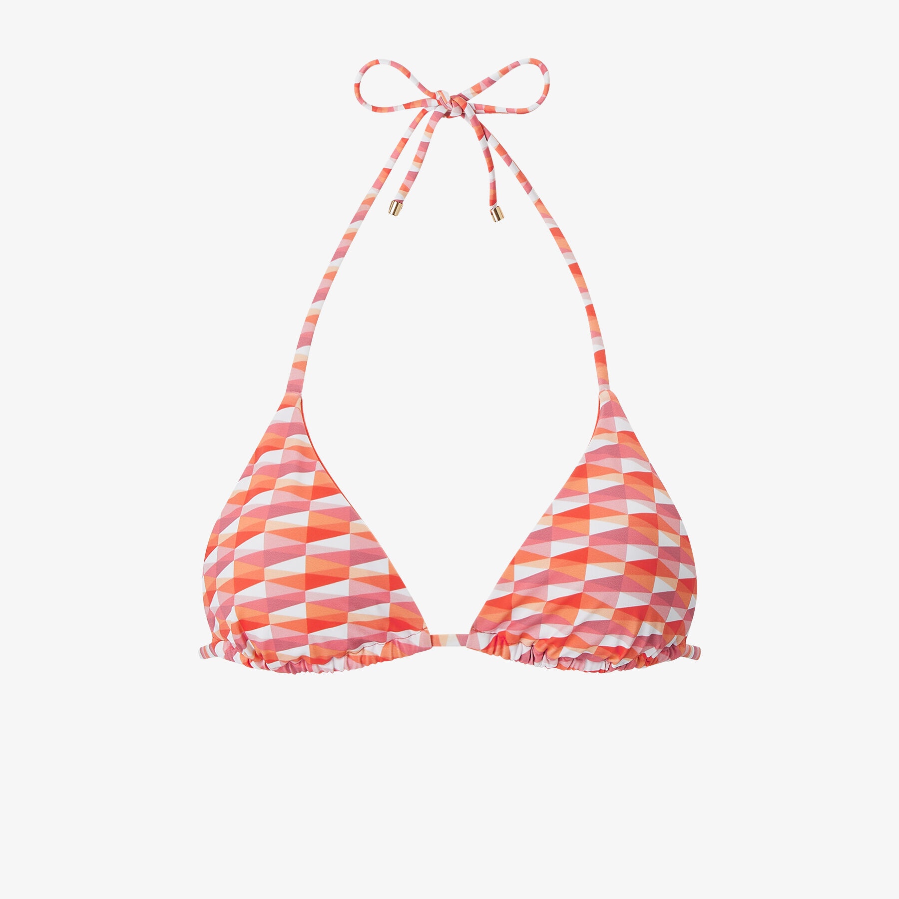 Ariah
Paprika/Candy Pink Diamond Print Recycled Nylon and Lycra Bikini Top - 1