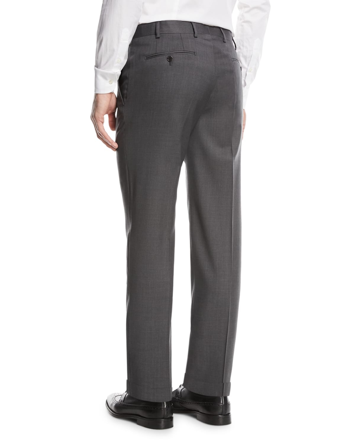 Basic Flat-Front Wool Trousers - 1