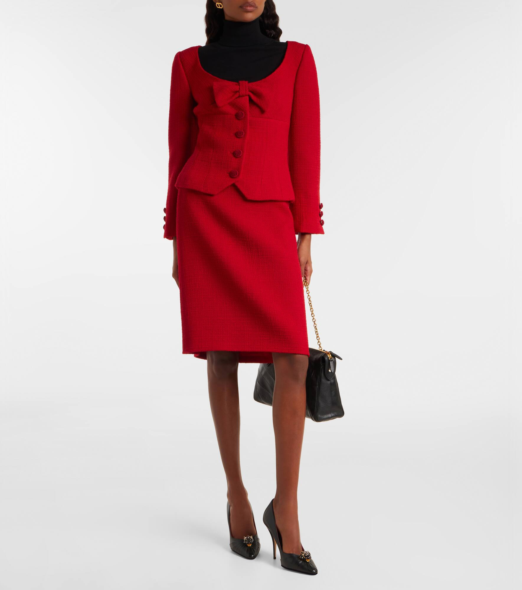 High-rise wool-blend tweed pencil skirt - 2