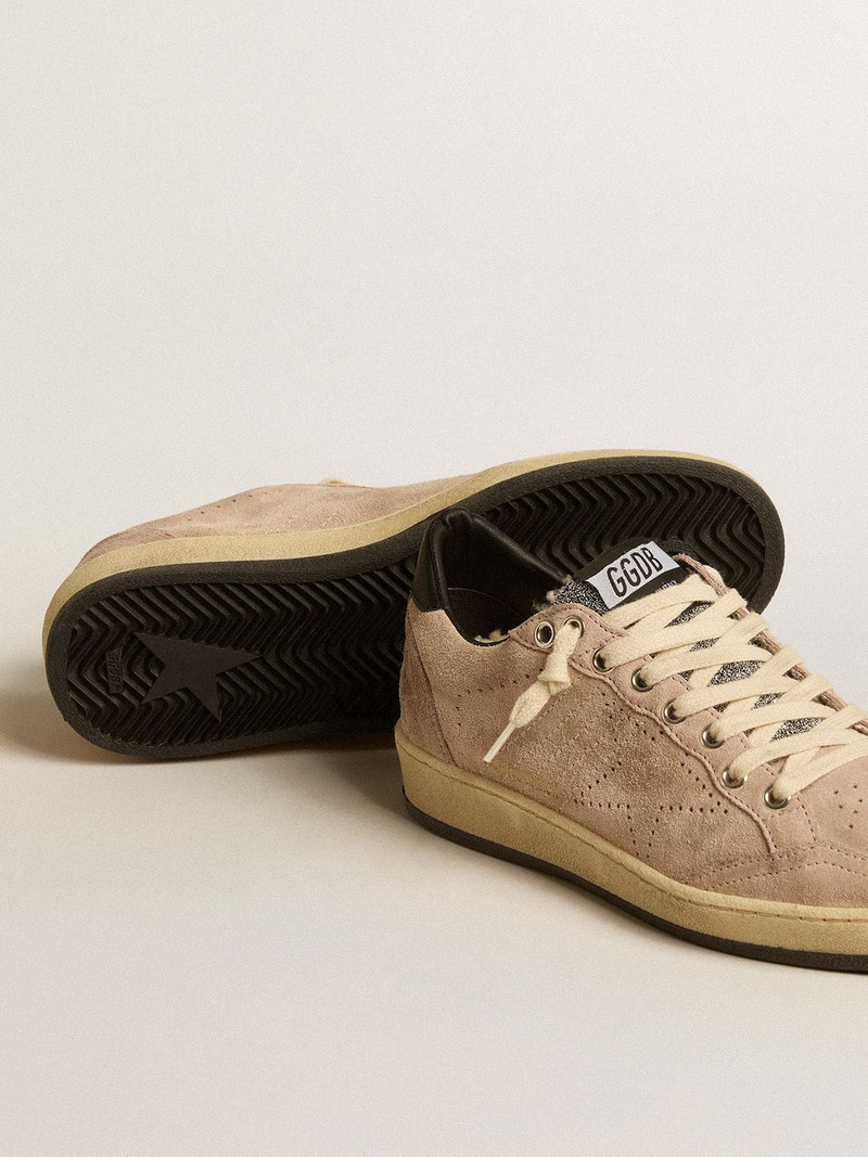 Women's Ball Star LTD in powder pink suede with Swarovski crystal tongue and shearling lining 3