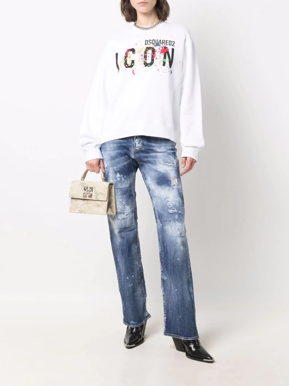 high-waisted tie-dye jeans - 2