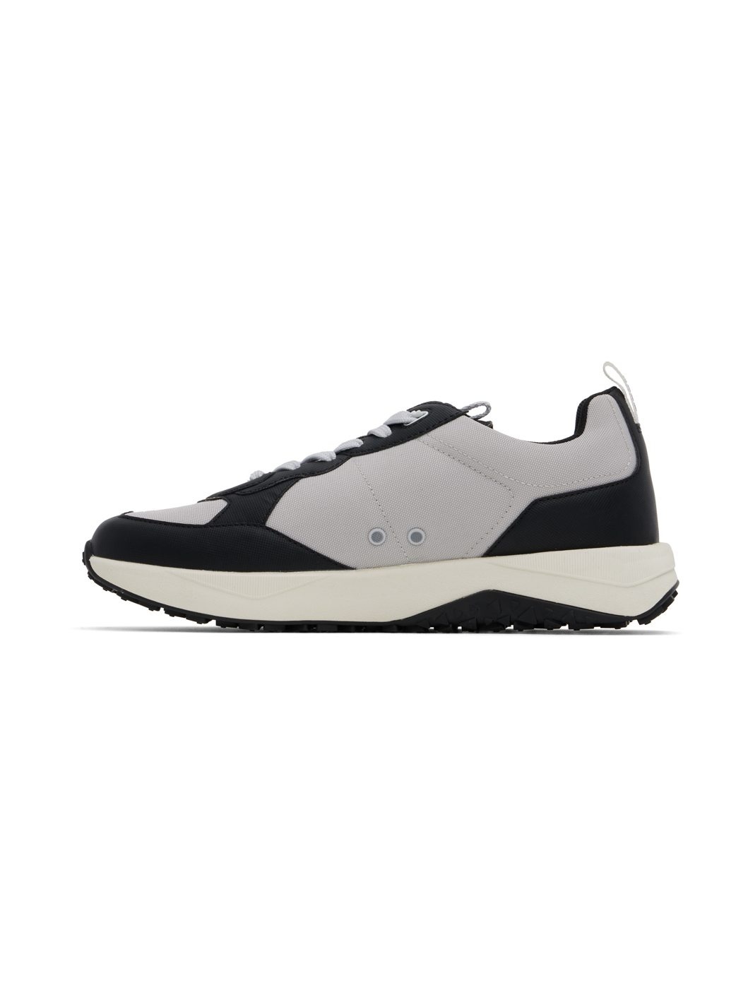 Black & Gray Mixed-Material Sneakers - 3