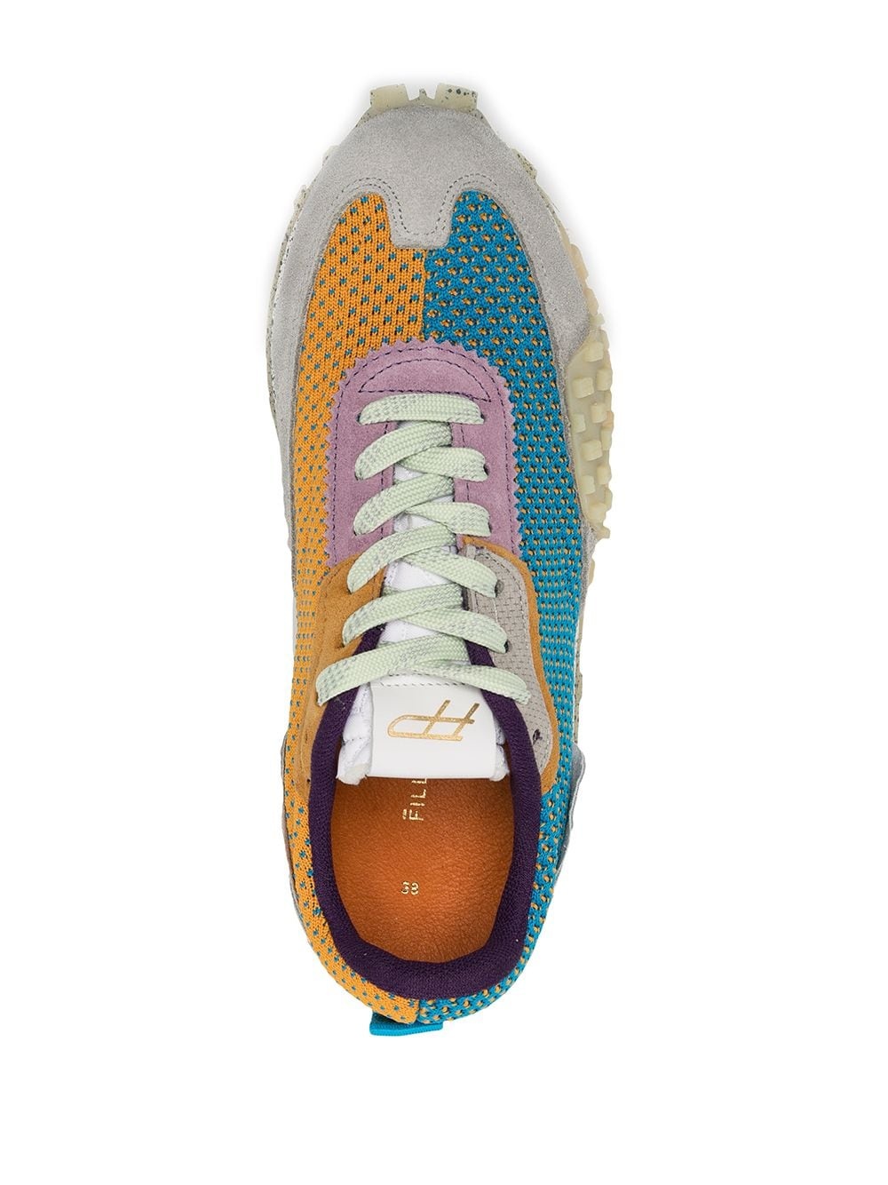 colour-block lace-up trainers - 4