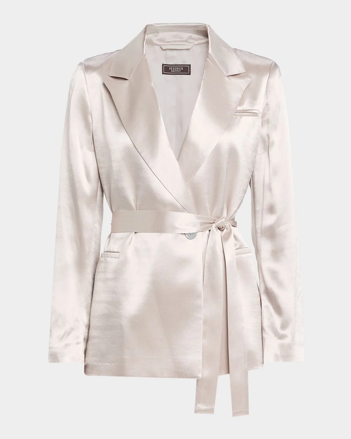 Belted Satin Blazer - 1