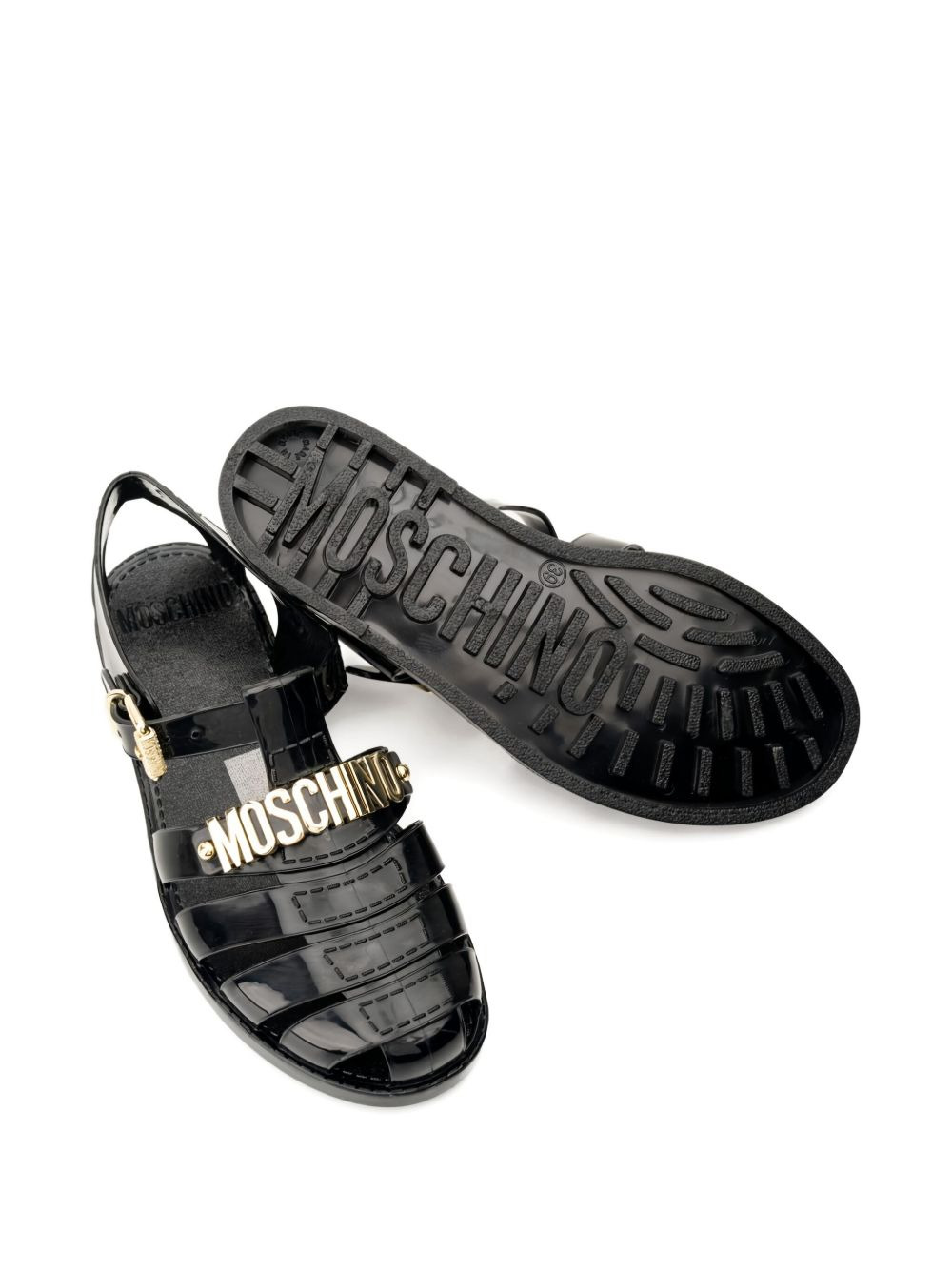 logo-plaque buckle sandals - 5