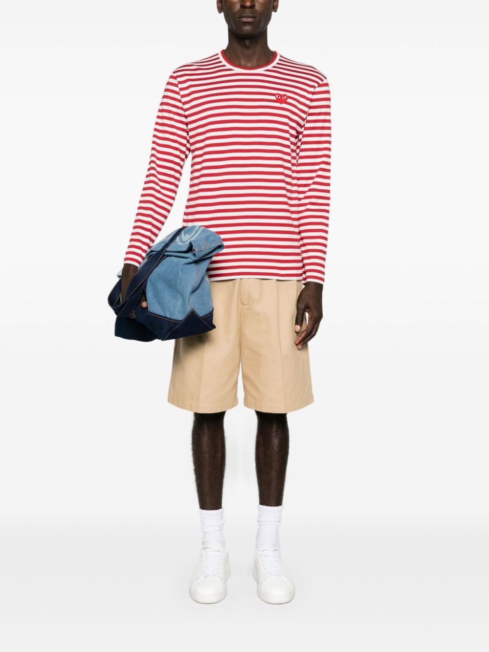 heart-patch striped T-shirt - 3