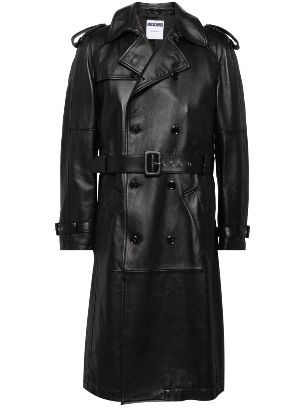 belted leather trench coat - 1