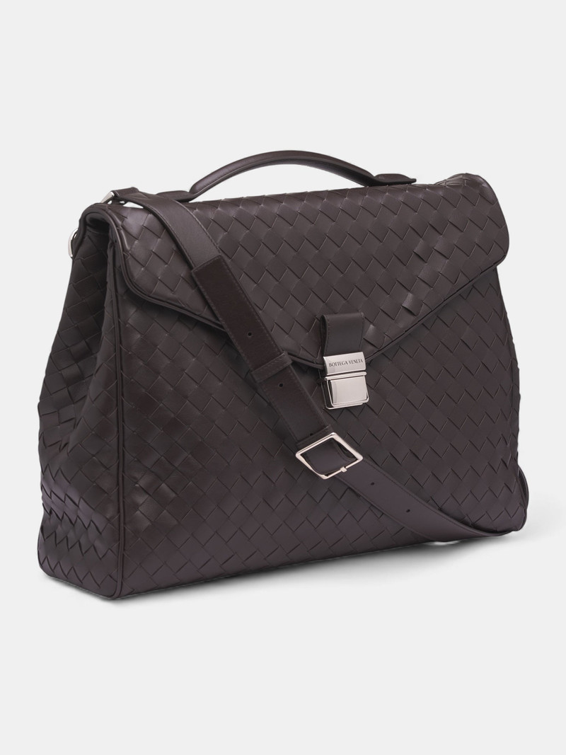 Bottega Veneta Black Intrecciato Leather Briefcase outlook