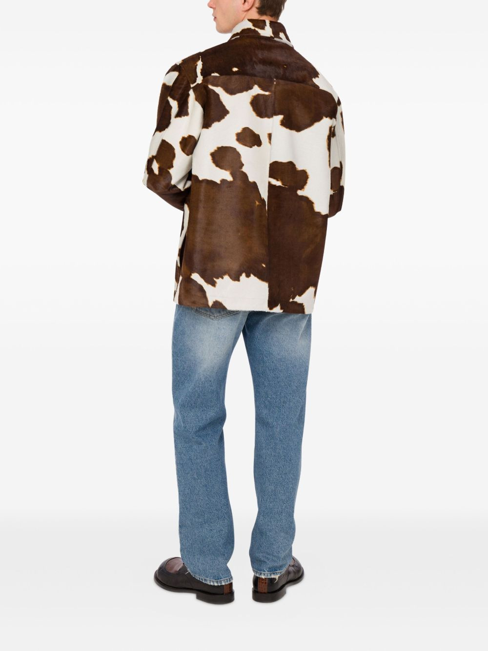 cow-print button-up jacket - 3