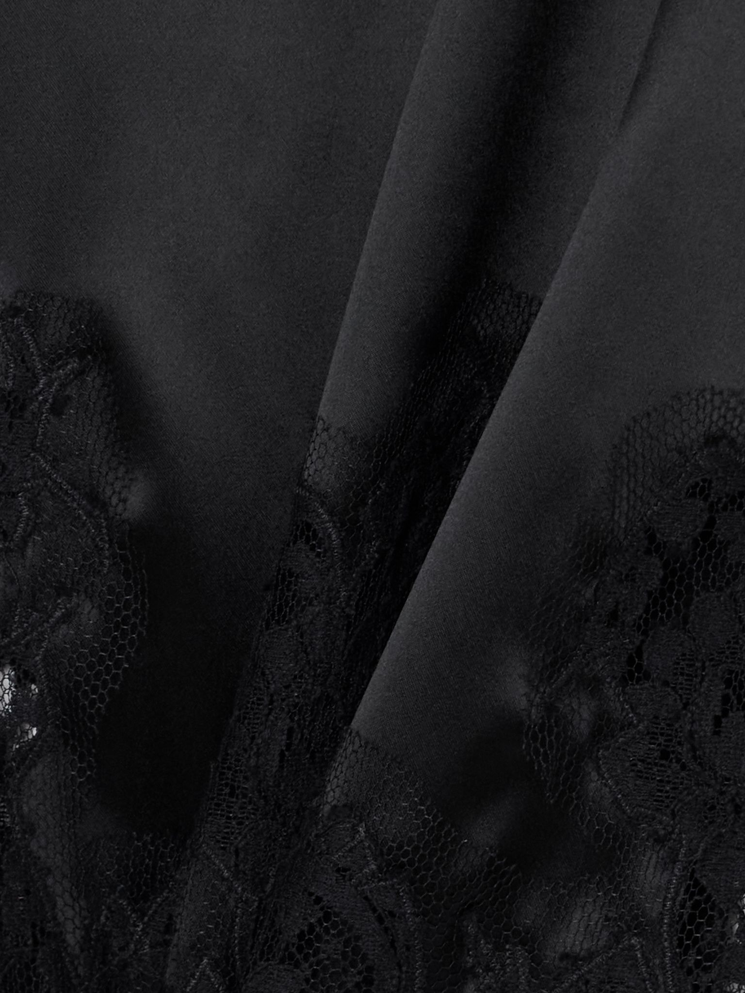 Lace-trimmed satin skirt Black - 4