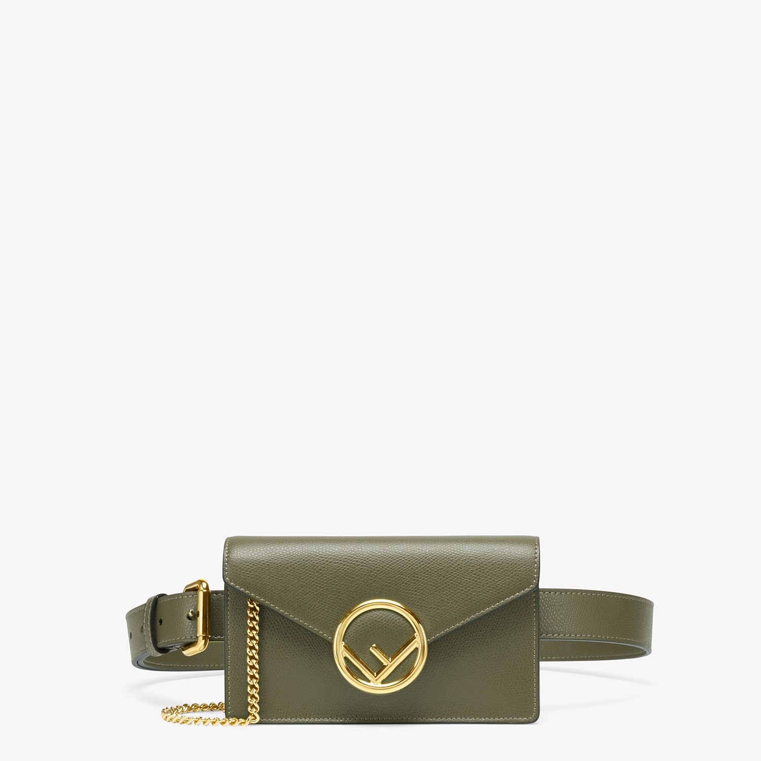 Green leather belt bag - 1