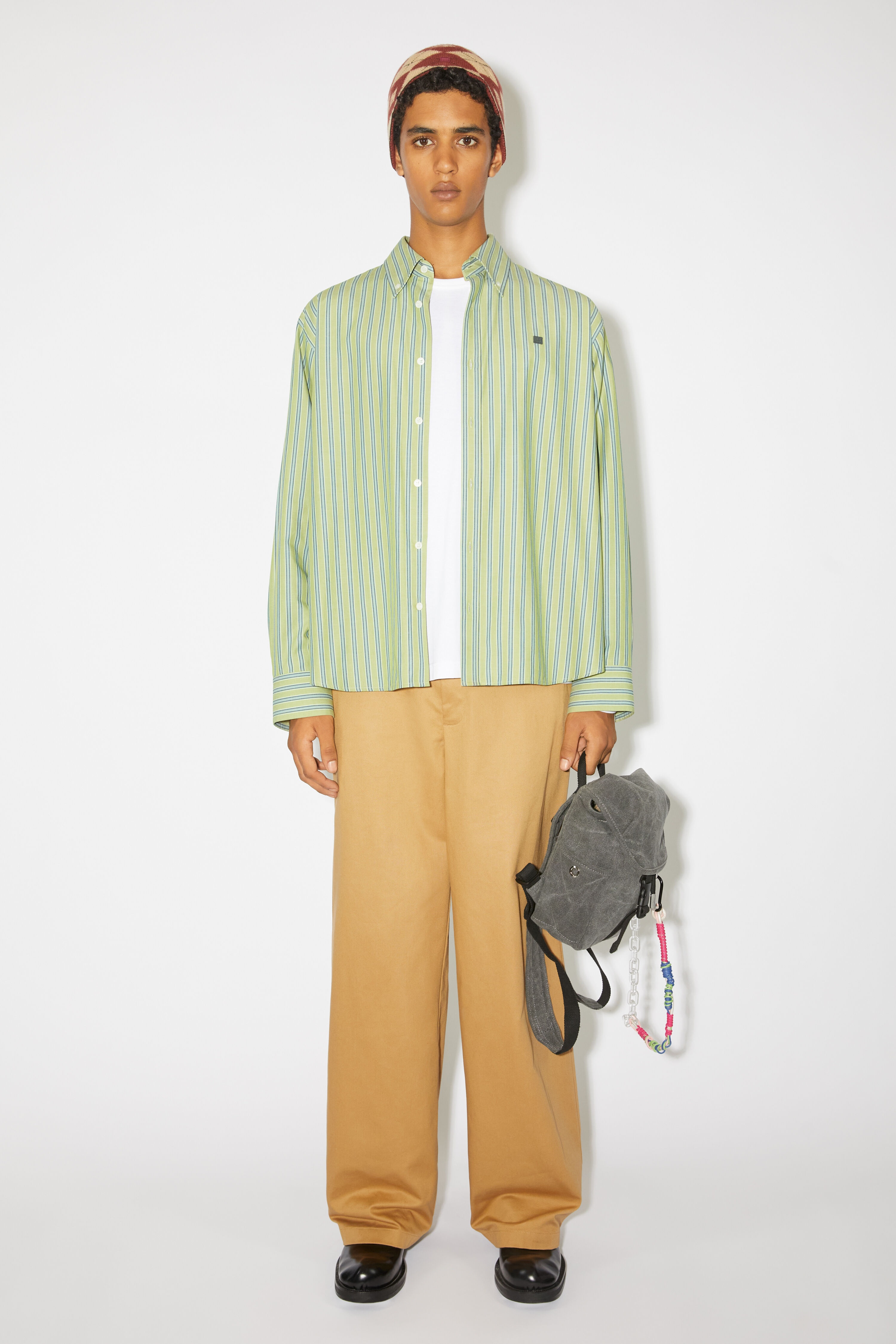 Stipe button-up shirt - Bright Green/Dark Green - 2