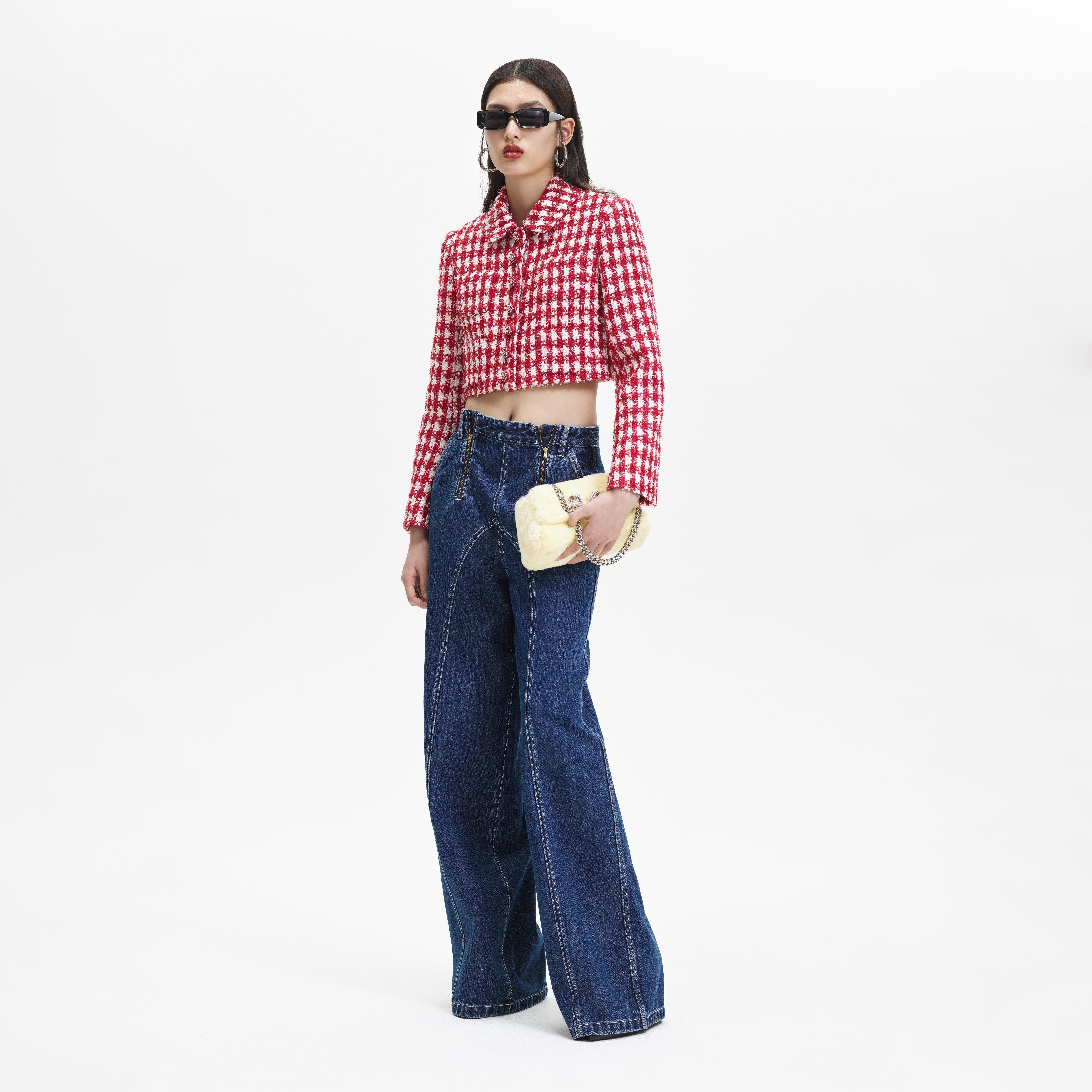 Red Check Boucle Jacket - 2