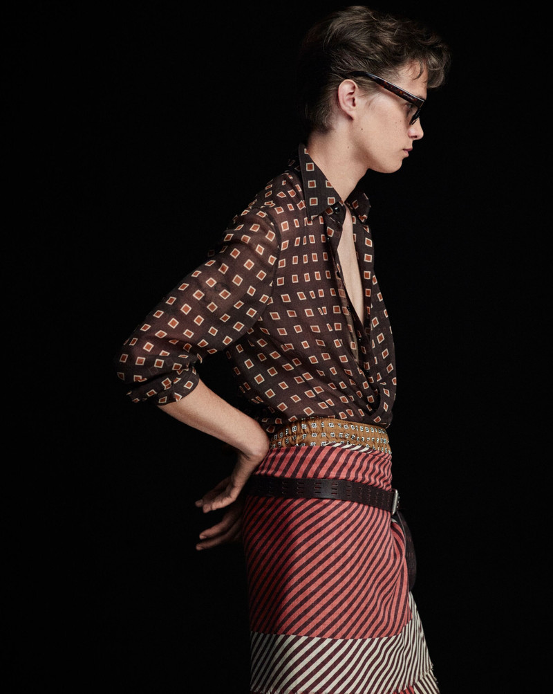SAINT LAURENT SHIRT IN SQUARED WOOL ETAMINE outlook