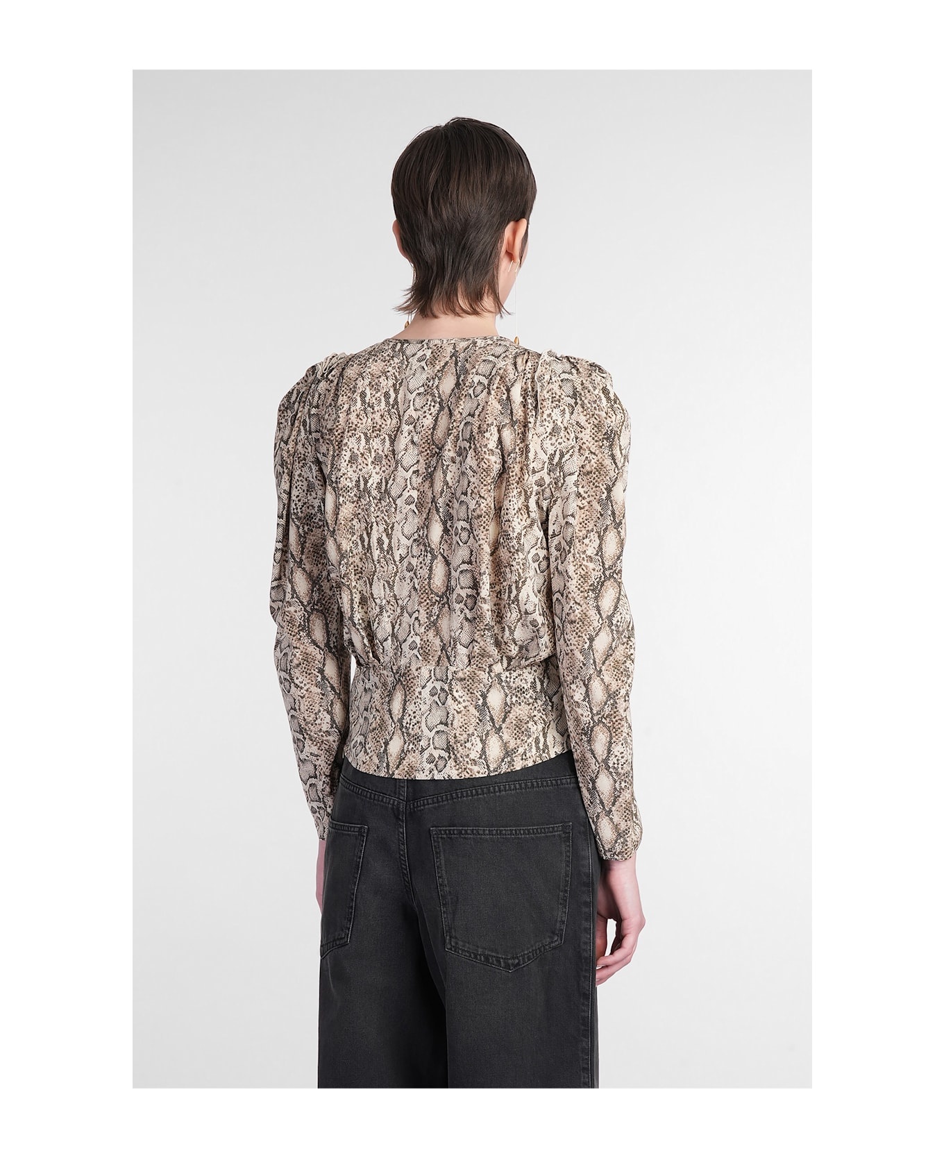 Zarga Blouse In Beige Silk - 3