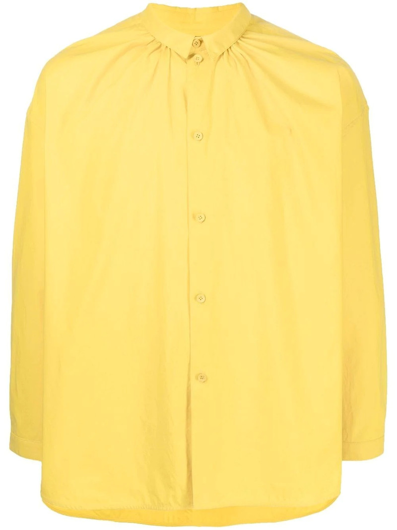 gathered long-sleeve linen shirt 1