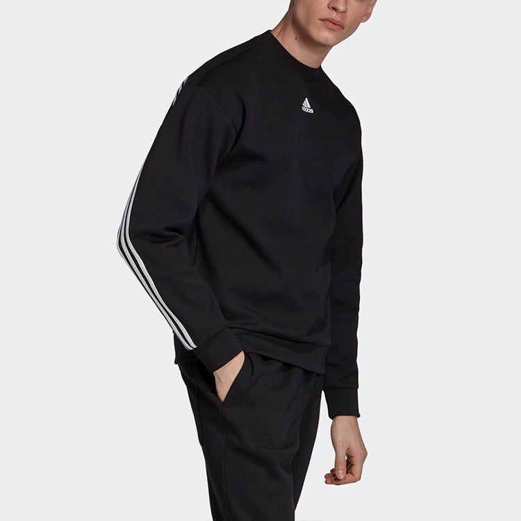 adidas M Mh 3s Crew Casual Sports Solid Color Round Neck Black DX7654 - 6