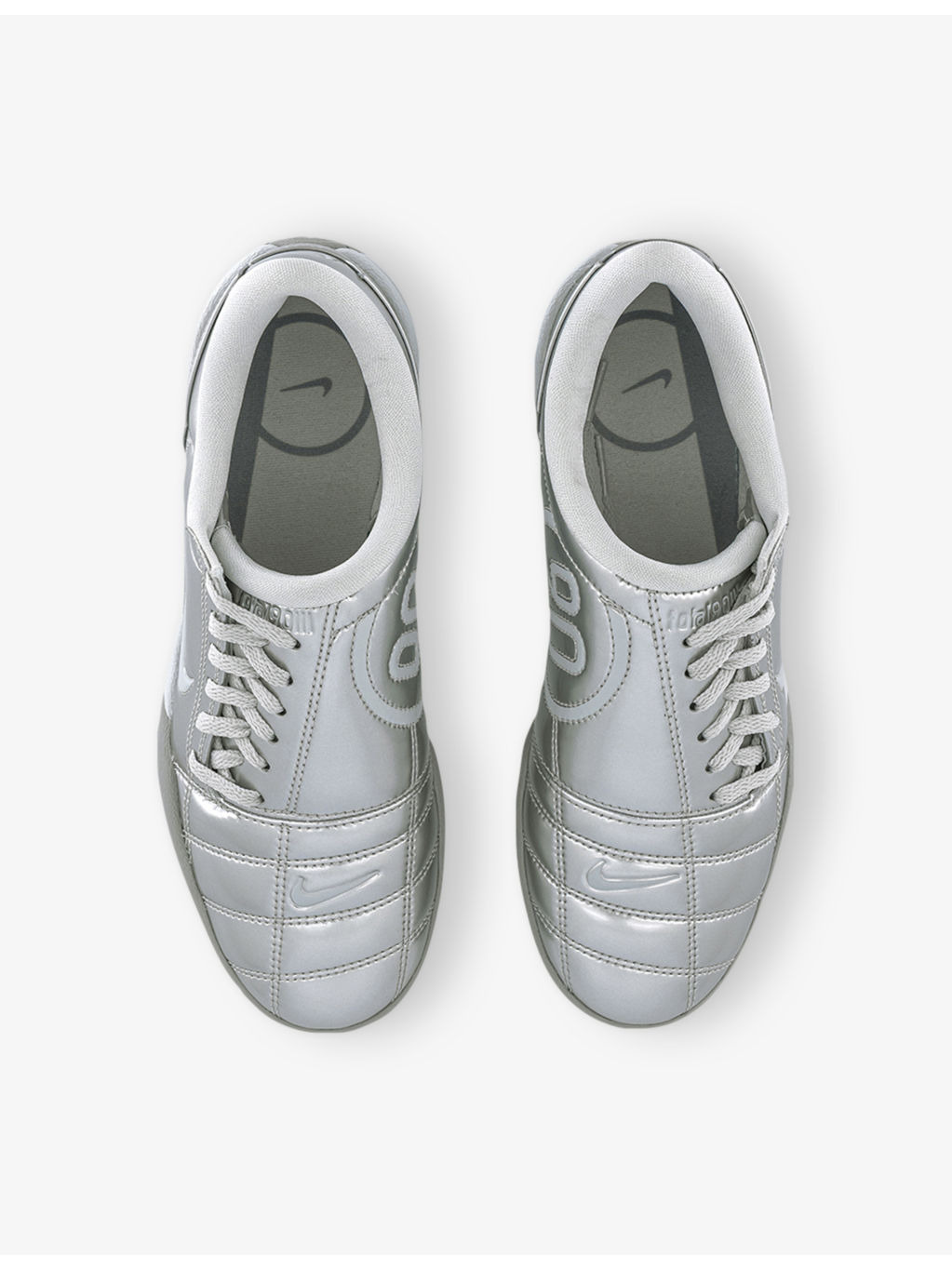 W T90 Metallic-Leather Low-Top Trainers - 2