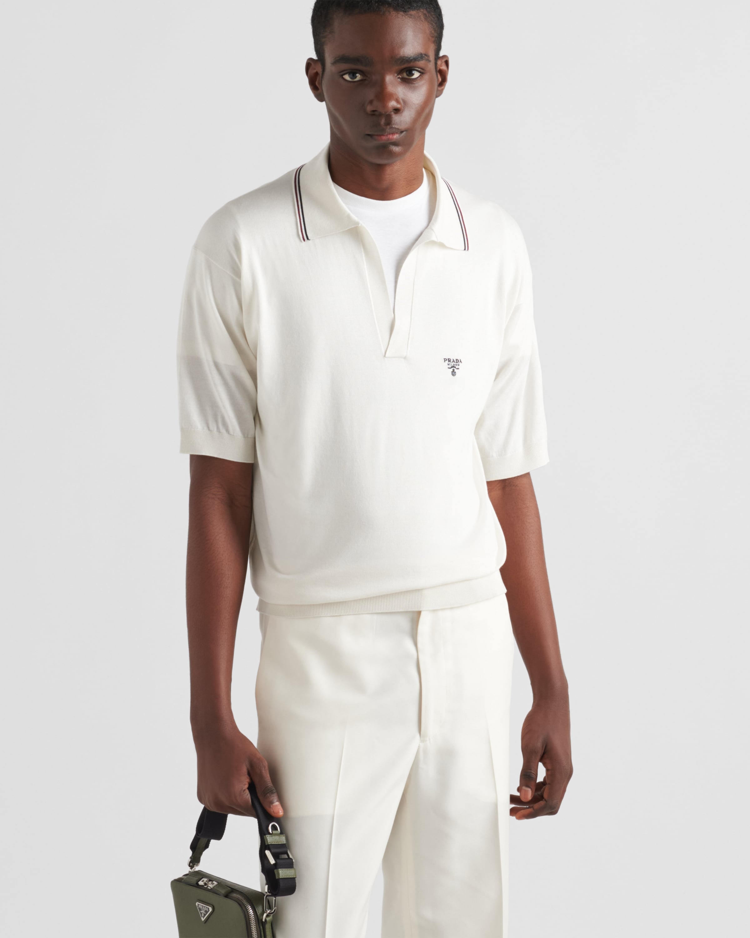 Silk and cotton polo shirt - 3