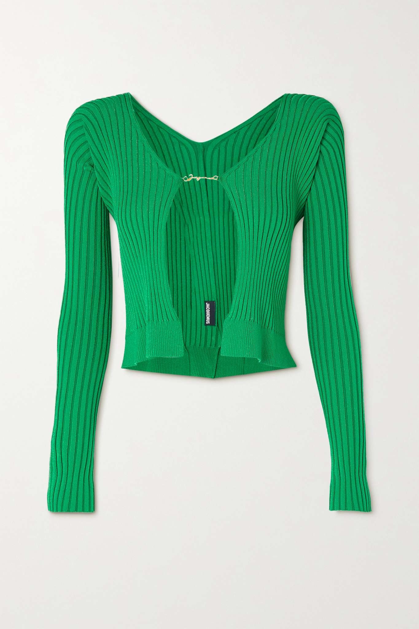 Pralù cropped embellished ribbed-knit cardigan - 1