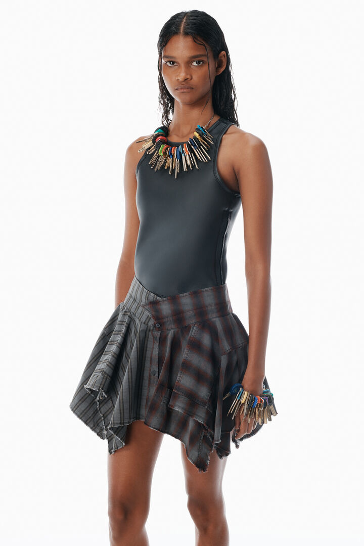 Mid-Rise Deconstructed Mini Skirt - 3