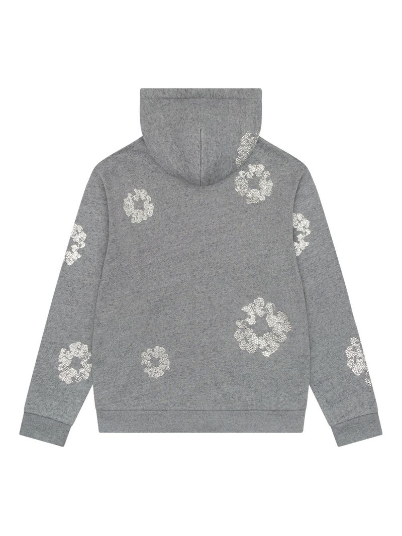 DENIM TEARS Swarovski Wreath "Grey" zip hoodie outlook