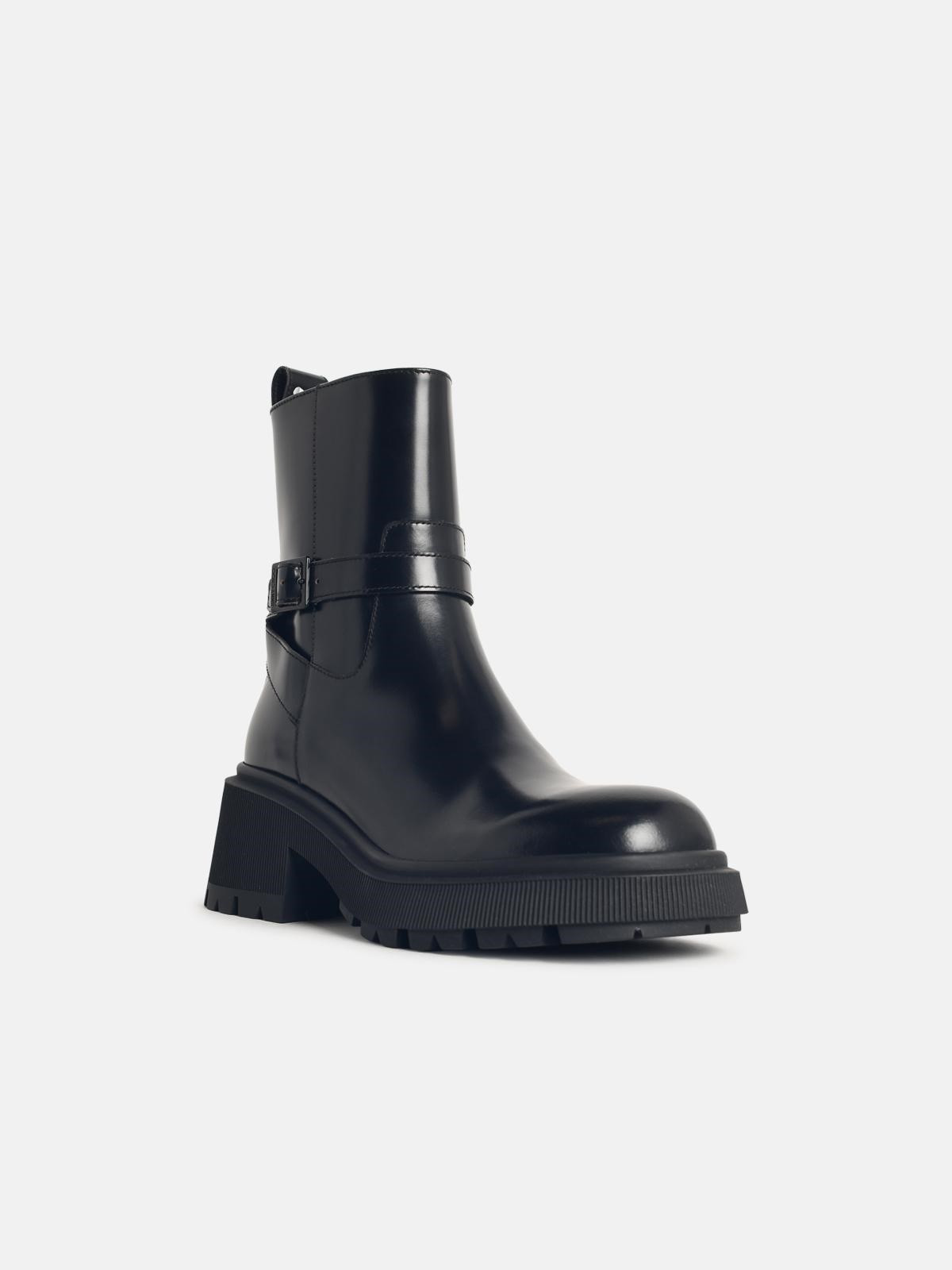 'CONNY FLAT' BLACK LEATHER ANKLE BOOTS - 2