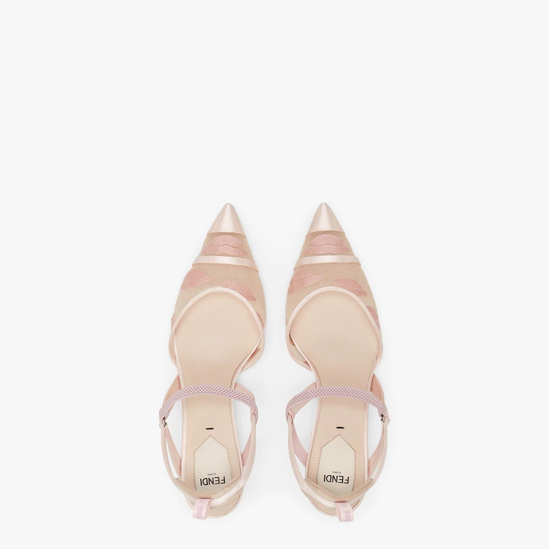 Pink mesh medium-heeled slingbacks 4